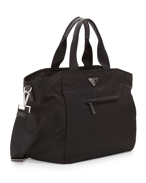 prada vela nylon tote bag with strap black nero|Prada milano dal 1913 handbag.